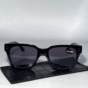Reading Sunglasses Sun Readers 1.00 Chunky Black Frames NWT